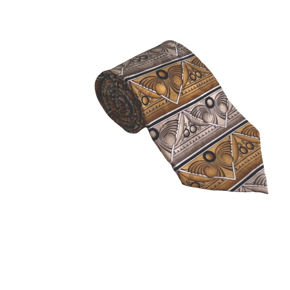 J Garcia Grateful Dead‎ Silk Tie Necktie 710 Ashbury Black Grey Gold Second Set